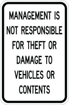 AR-123 - Management is not Responsible Sign