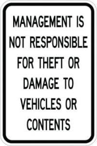 AR-123 - Management is not Responsible Sign