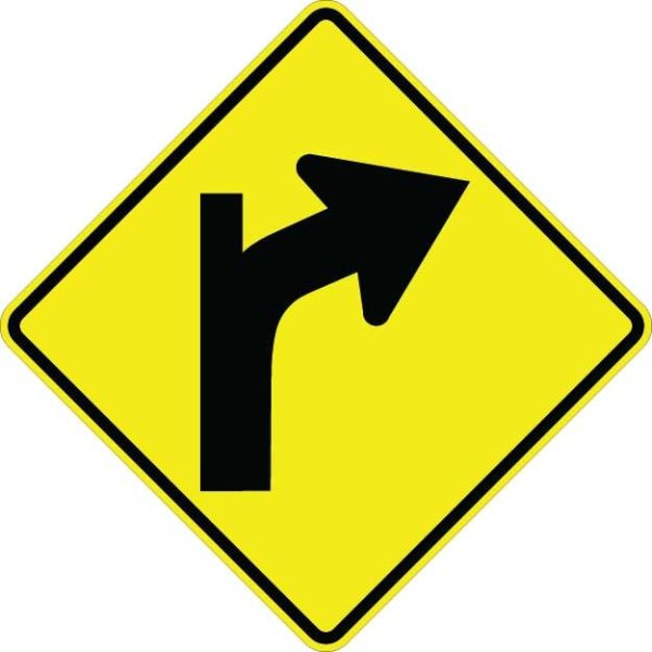 W1-10BR - Curve Right With Side Road Sign