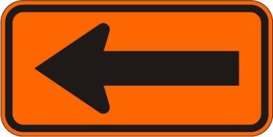 W1-6L-O - Construction Arrow Sign