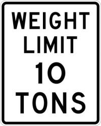 R12-1 - Weight Limit 10 Tons Sign
