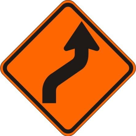 W1-4R-O - Reverse Curve Right Sign