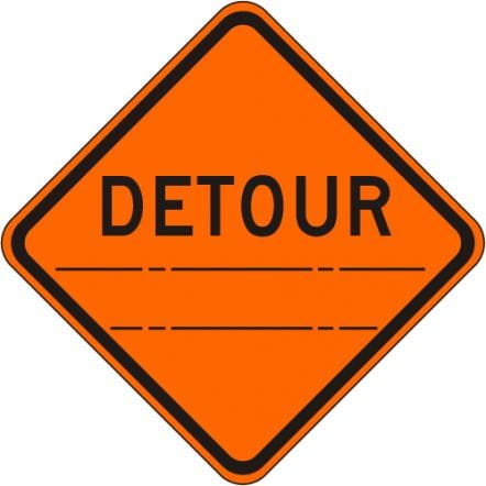 W20-2- Detour (Distance) Sign