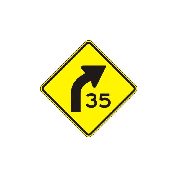 W1-2aR - Curve Advisory Speed Right Sign