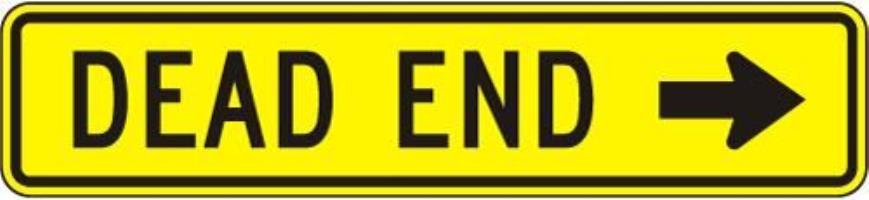 W14-1AR - Dead End Right (Plaque) Warning Sign