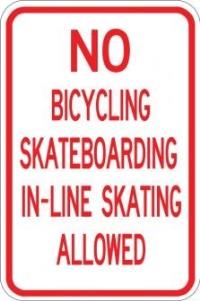 AR-126 - No Bicycling Skateboarding Sign