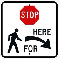 R1-5bR- Stop Here For Pedestrians Right Sign