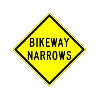 W5-4A - Bikeway Narrows Sign