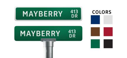 Flat Blade Sign with Suffix and Street Number