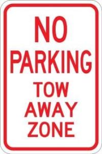 AR-221- No Parking Tow Away Zone Sign