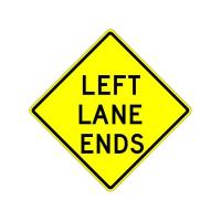 W9-1L - Left Lane Ends Sign