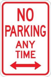 AR-220 - No Parking Any Time (Arrows) Sign