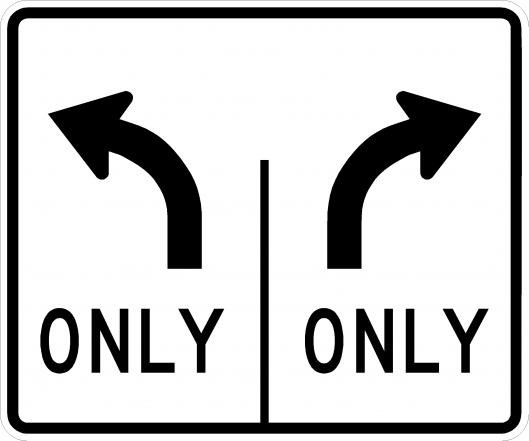 R3-30AA - Left and Right Turn Only Sign