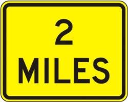 W16-3 - Distance Miles Sign