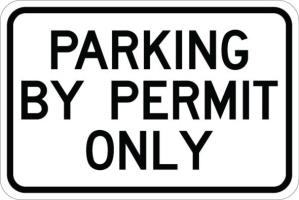 AR-101 - Parking By Permit Only Sign