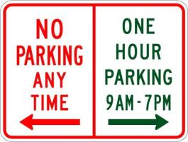 R7-200 - No Parking Anytime/One Hour Parking Sign 