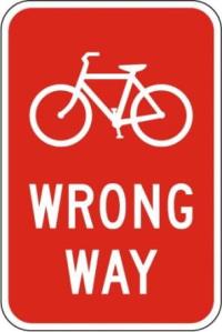 R5-1b- Bicycle Wrong Way Sign 