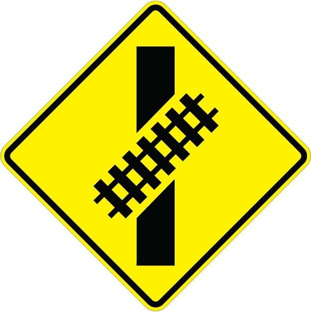 W10-12 - Skewed Railroad Crossing Sign