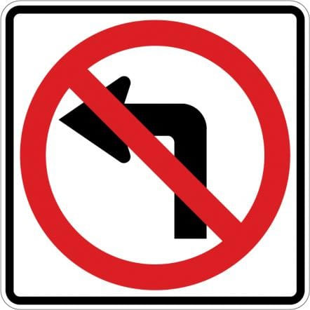 R3-2- No Left Turn Sign