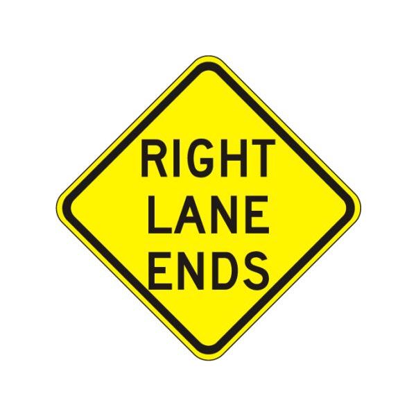 W9-1R - Right Lane Ends Sign