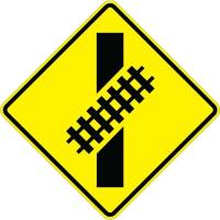 W10-12 - Skewed Railroad Crossing Sign