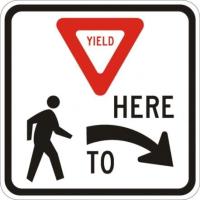 R1-5R- Yield To Pedestrians Here (Right) Sign