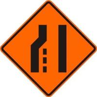 W4-2L-O - Lane Ends Left Merge Right Sign