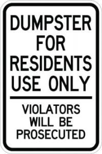 AR-120 - Dumpster for Residents Use Sign