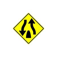 W6-2 Divided Highway Ends (Symbol) Sign