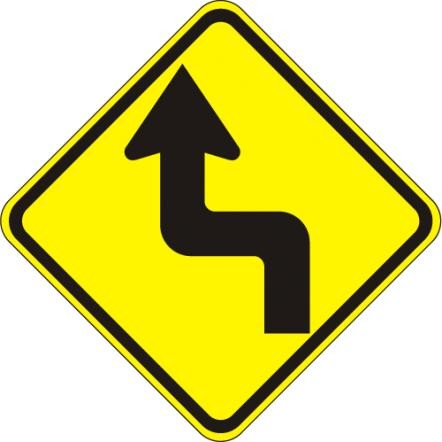 W1-3L - Left Reverse Turn Sign