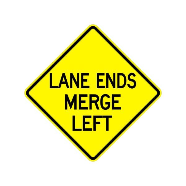 W9-2L - Lane Ends Merge Left Sign