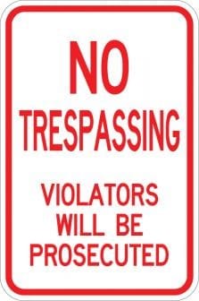 AR-110 - No Trespassing Violators Sign