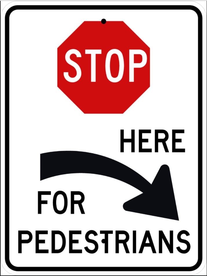 R1-5cR - Stop For Pedestrians Right Sign