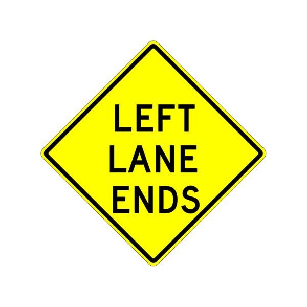 W9-1L - Left Lane Ends Sign