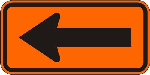 W1-6L-O- Construction Arrow Sign