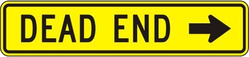 W14-1AR - Dead End Right (Plaque) Warning Sign