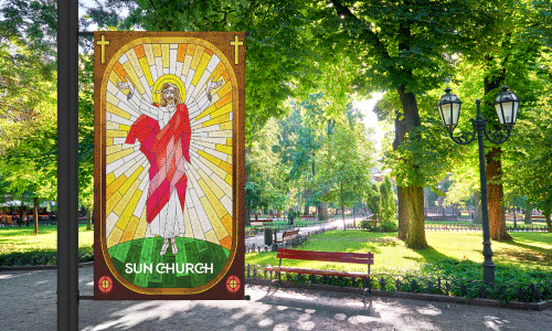 Sun Church Pole Banner