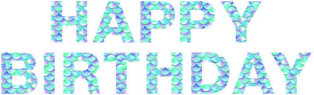 Blue Mermaid Happy Birthday Template