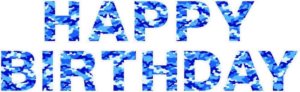 Blue Camo Happy Birthday Template