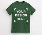 Green t-shirt with "Your Design Here"