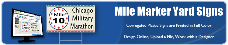 Custom Mile Marker Yard Signs for Running Events from Banners.com