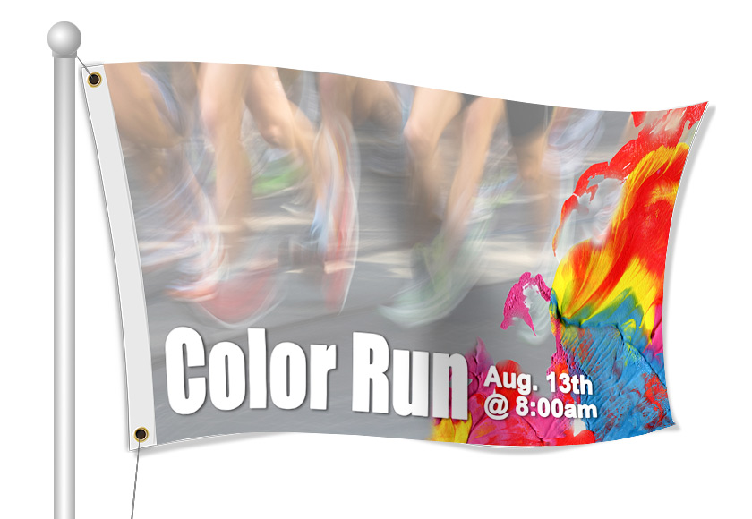 Color Run Fabric Flags | Banners.com