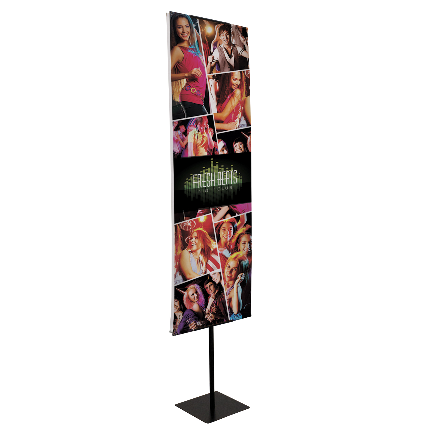 Retractable banner stand set up at an event