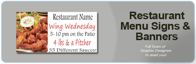 Restaurant Menu Signs and Restaurant Menu Banners