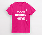 pink custom t-shirt with "your design here"