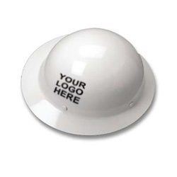 White MSA Skullgard full brim hard hat