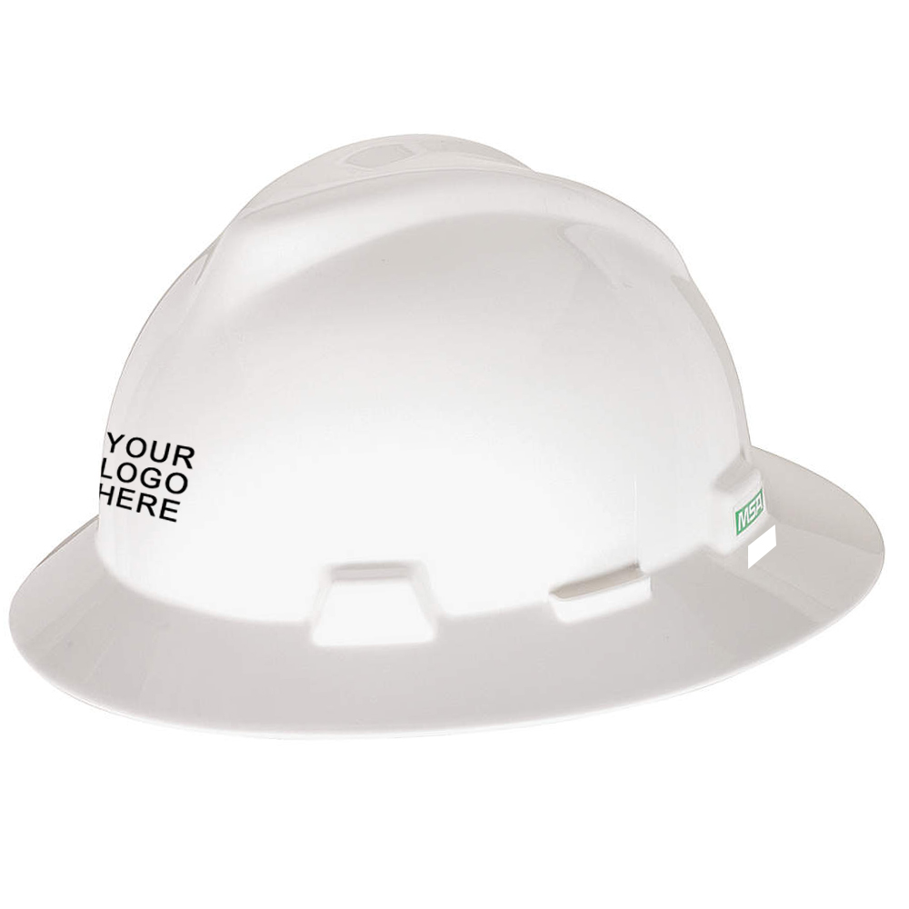 MSA V-Gard® Full Brim white hard hat