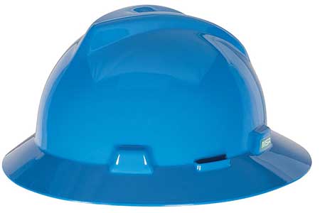 MSA V-Gard full brim hard hat blue