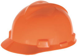 MSA V-Gard hi-viz orange hard hat