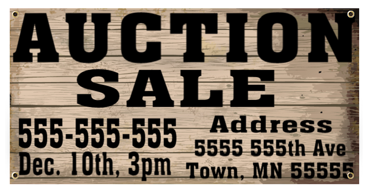 Auction Banner Idea | LawnSigns.com